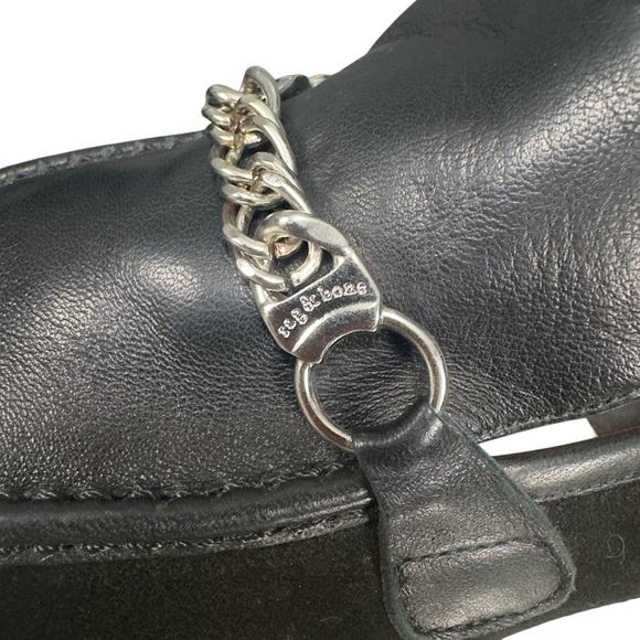rag & bone Black Leather and Suede Loafers with Silver Detail - Picture 5 of 11